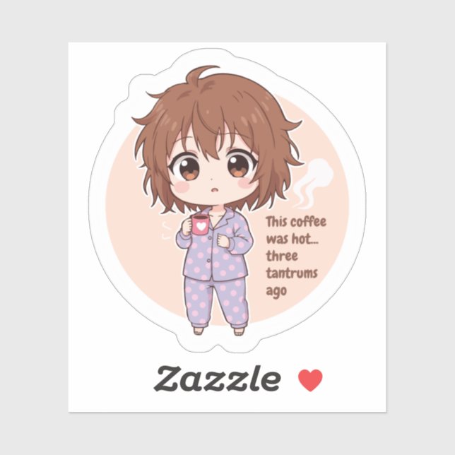 Adesivo Café Frio Engraçado Mamãe Cotação (Folha)