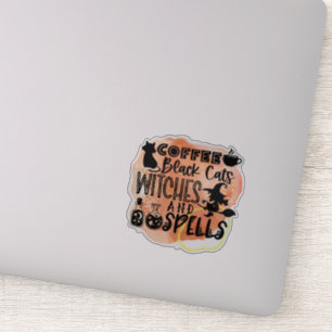 Adesivo Café, gatos pretos, bruxas divertidas Vestidas de 