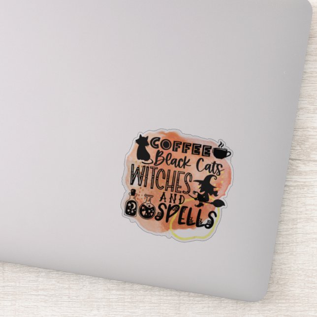 Adesivo Café, gatos pretos, bruxas divertidas Vestidas de  (Detalhe)