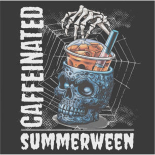 Adesivo Café Gelado Caveira Cafeinado Summerween Gótico