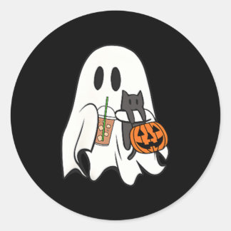Adesivo Café Gelado de Gato Fantasma Fofo Temporada Assust
