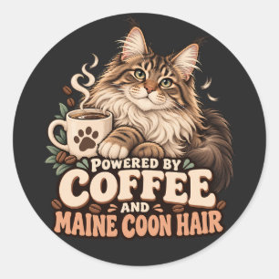 Adesivo Café Humor Creme Gato Retrô Arte Maine Coon