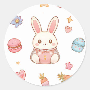 Adesivo Café Kawaii Bunny Páscoa Lindos Chibi Coelhinhos