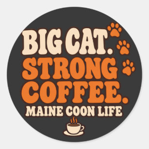 Adesivo Café Maine Coon Retro Laranja & Creme Tipografia