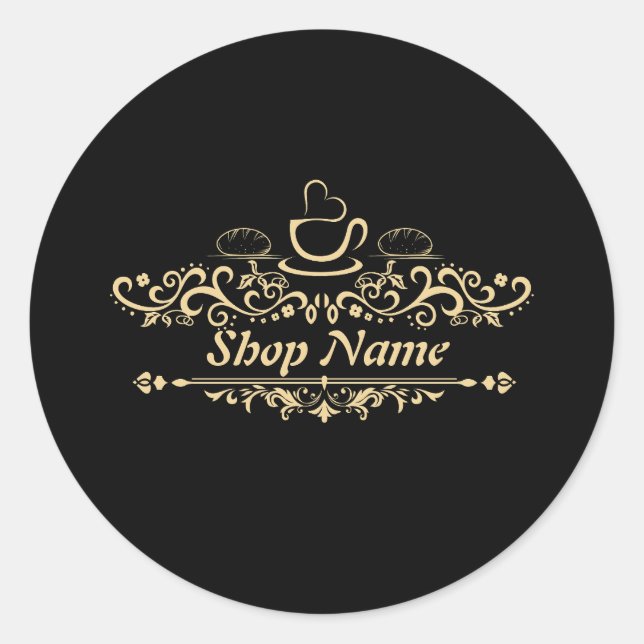 Adesivo Café moderno - Café padaria personalizado Logotipo (Frente)