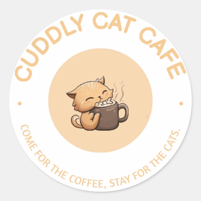 Adesivo café para gatos fofinhos (Frente)