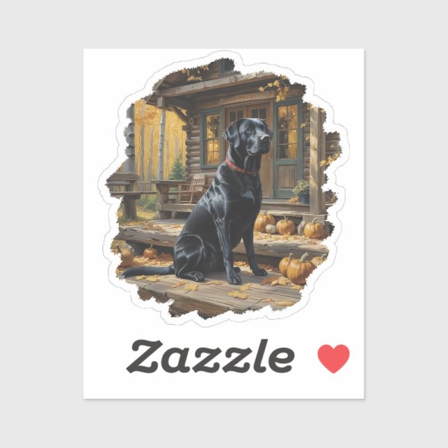 Adesivo Café preto Labrador Retriever Log Cabine (Folha)