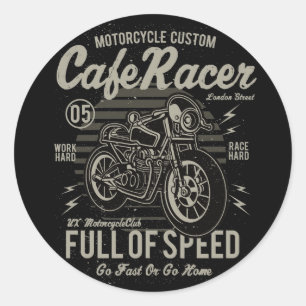 Adesivo Café Racer Work Race Duro Duro Ir Rápido ou Ir par