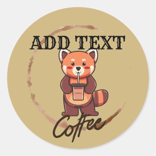 Adesivo Café Redpanda moderno Nome do Compro personalizado (Frente)