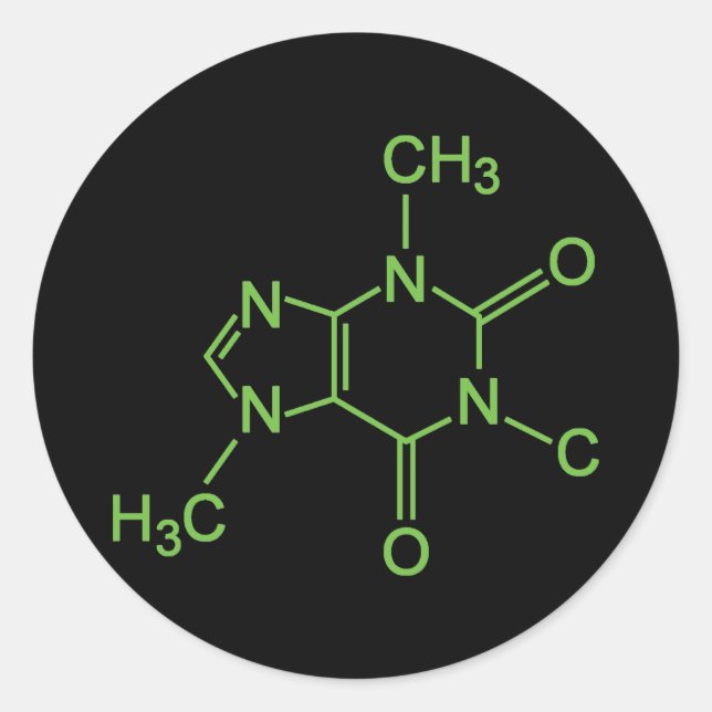 Adesivo Cafeína Café Molécula Diagrama Químico (Frente)