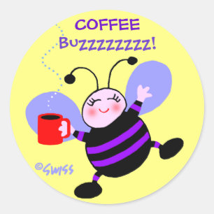 Adesivo Cafeína Cute Buzz Busy Bee Roxos