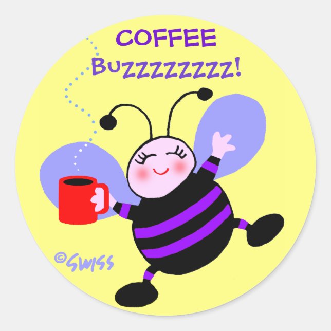 Adesivo Cafeína Cute Buzz Busy Bee Roxos (Frente)