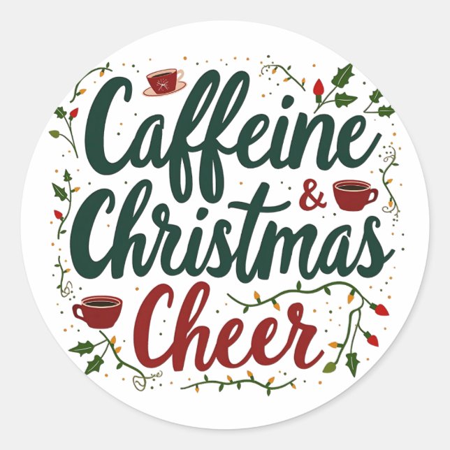 Adesivo Cafeína e Amantes de Café de Natal (Frente)
