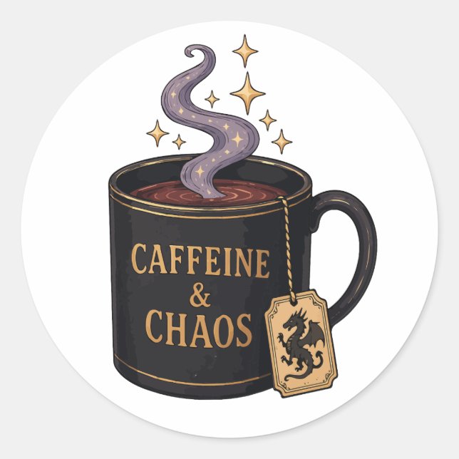 Adesivo Cafeína e Caos (Frente)