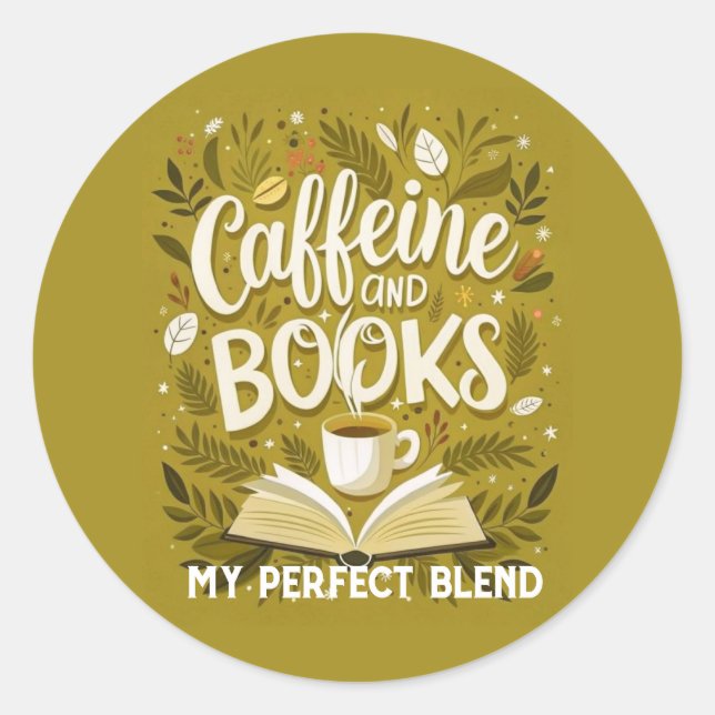 Adesivo Cafeína e livros: minha mistura perfeita, Calliogr (Frente)
