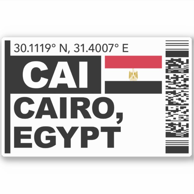 Adesivo CAI Cairo Boarding Pass - Egypt Travel (Frente)