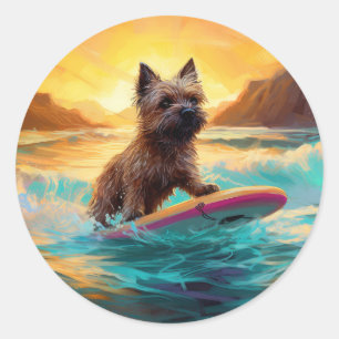Adesivo Cairn Terrier Beach Surfing Painting