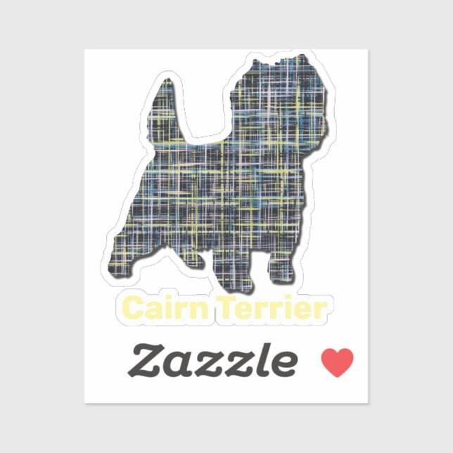 Adesivo Cairn Terrier Dog Yellow & Black Grid Line Sticker (Folha)