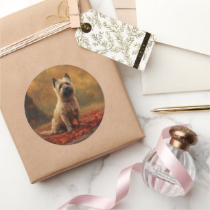 Adesivo Cairn Terrier no outono deixa cair inspiração