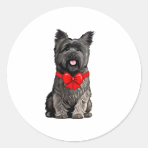 Adesivo Cairn Terrier Vestindo um cartão de Arco de Natal