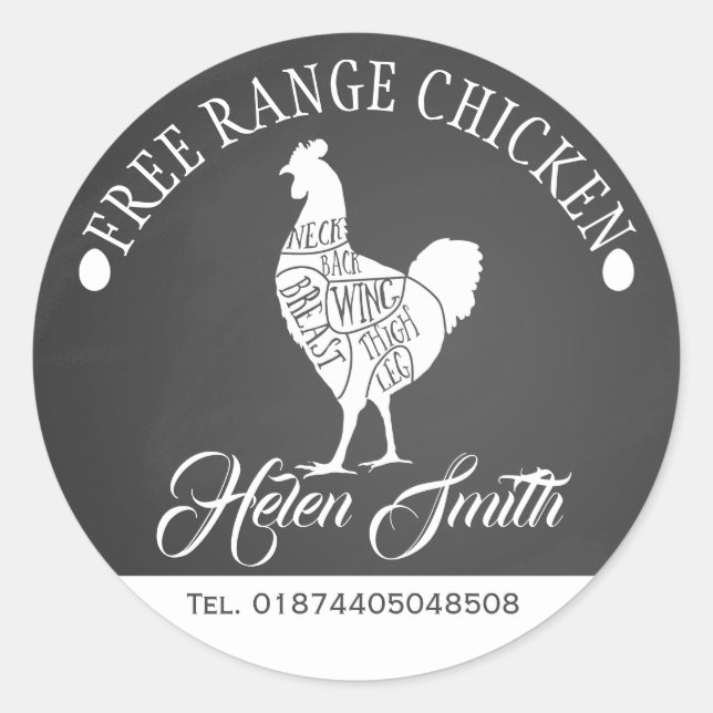 Adesivo caixa de açougue de frango de criação solta Rótulo (Frente)
