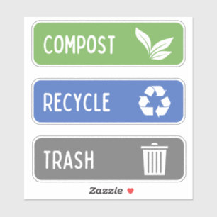 Adesivo Caixa de composto, Reciclar, Vinhetas de lixo