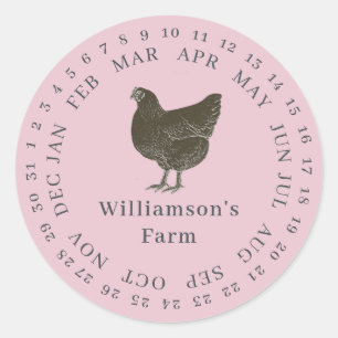 Adesivo Caixa de Ovos de Galinha de Fazenda Vintage Rosa