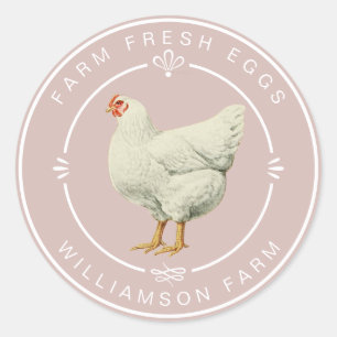Adesivo Caixa de Ovos de Galinha Vintage Fazenda Fresca em