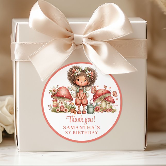 Adesivo Caixa de Presente Floral Rosa de 1º Aniversário da (Cute Fairy 1st Birthday Pink Floral Gift Box Stickers)