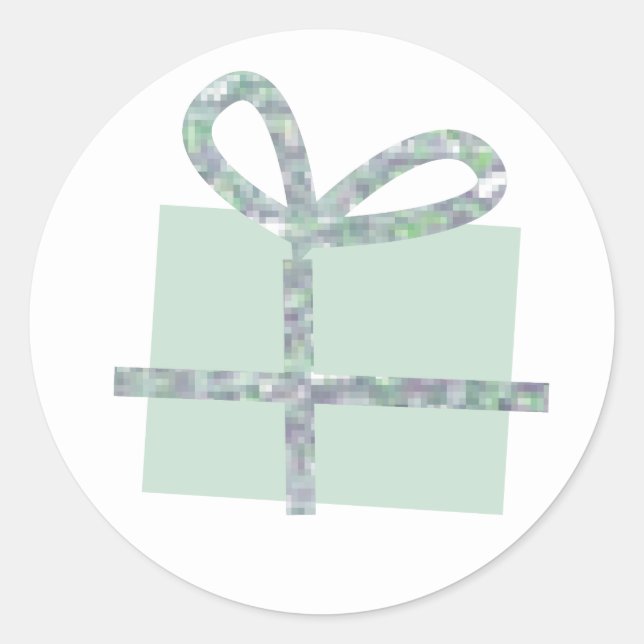 Adesivo Caixa de Presente Verde com Faux Silver Ribbon (Frente)