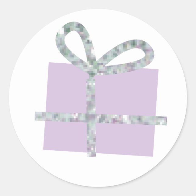 Adesivo Caixa de presentes de lavanda com Faux Silver Ribb (Frente)