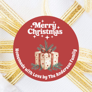 Adesivo Caixa de presentes de Natal, branco vermelho