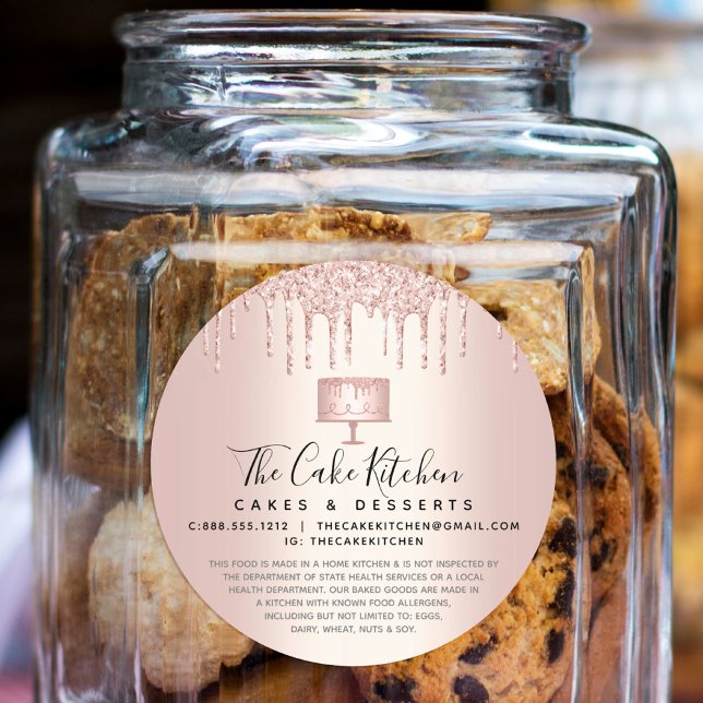 Adesivo Cake Bakery Chef Rosa Glitter Dourado Glitter Driv (Criador carregado)