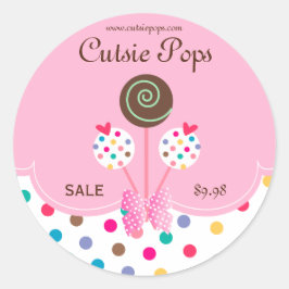 Adesivo Cake Pops Stickers Bakery Cute Dots Pink Mint