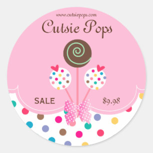 Adesivo Cake Pops Stickers Bakery Cute Dots Pink Mint