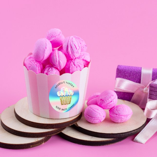 Adesivo Cakes Doce Lar Cupcake Vegan Bakery Azul Dourado (Criador carregado)