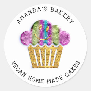 Adesivo Cakes Doce Padaria Caseira Muffins Lux Dourado Cla