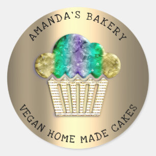Adesivo Cakes Sweade Home Bakery Muffin Sorri VIP Dourado