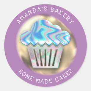 Adesivo Cakes Sweets Home Bakery Cupcake Hológrafo Roxo