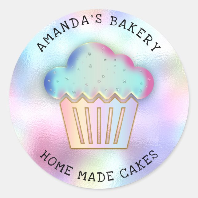Adesivo Cakes Sweets Home Bakery do Cupcake Holográfico (Frente)
