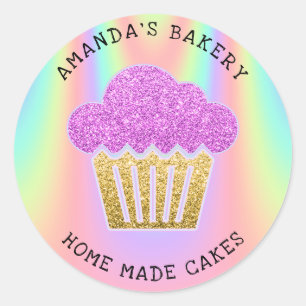 Adesivo Cakes Sweets Home Cupcake Vegan Bakery Hológrafo