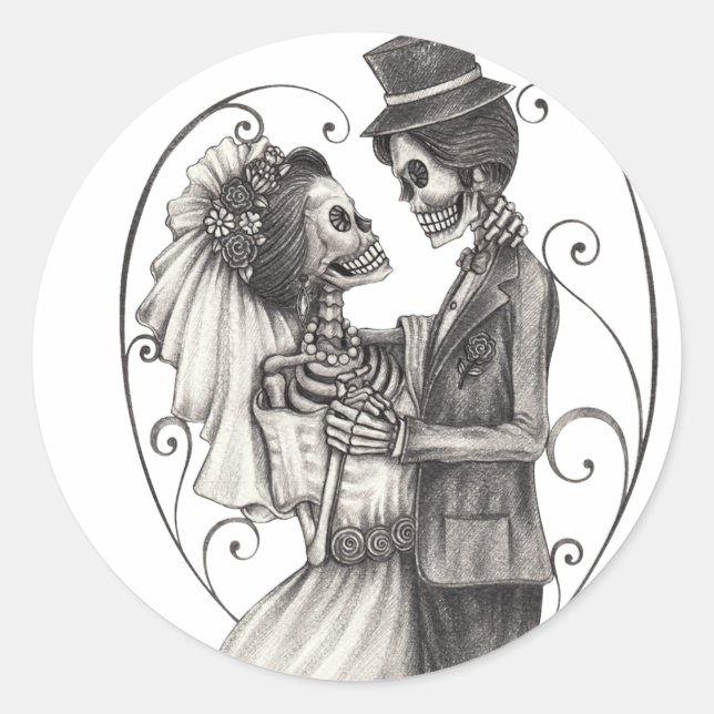 Adesivo Calavera Day of the Dead Drawing Bridegroom (Frente)