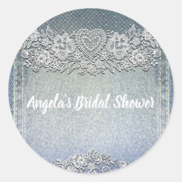 Adesivo Calça Jeans Azul e Renda Branca com Coração no Chu