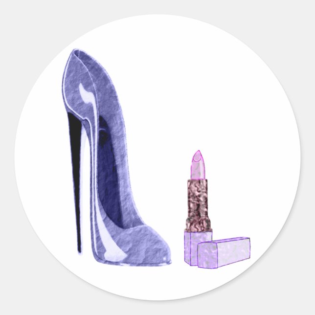 Adesivo Calçado Stiletto Azul e Lipstick (Frente)