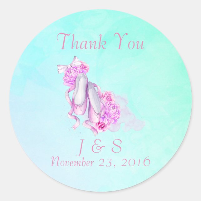 Adesivo Calçados de Balé de Aquarela Rosa - Obrigado (Frente)