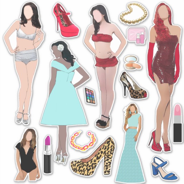Adesivo Calçados de modelos de moda e arte de maquiagem (Frente)