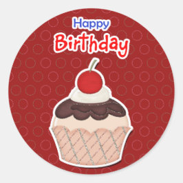 Adesivo Calcomanía - Cupcake - Happy Birthday