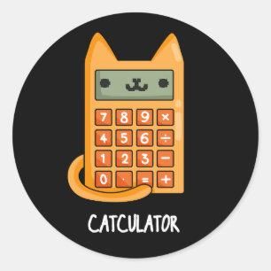 Adesivo Calculadora Engraçada De Gato Pun Dark BG