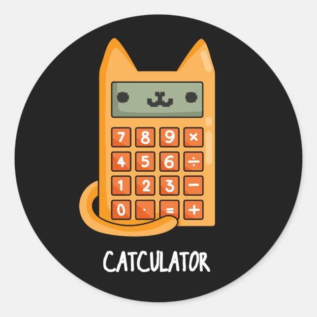 Adesivo Calculadora Engraçada De Gato Pun Dark BG (Frente)