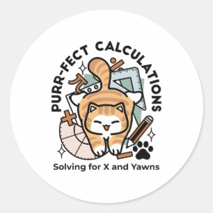 Adesivo Cálculos Perfeitos – Design de Gato de Matemática